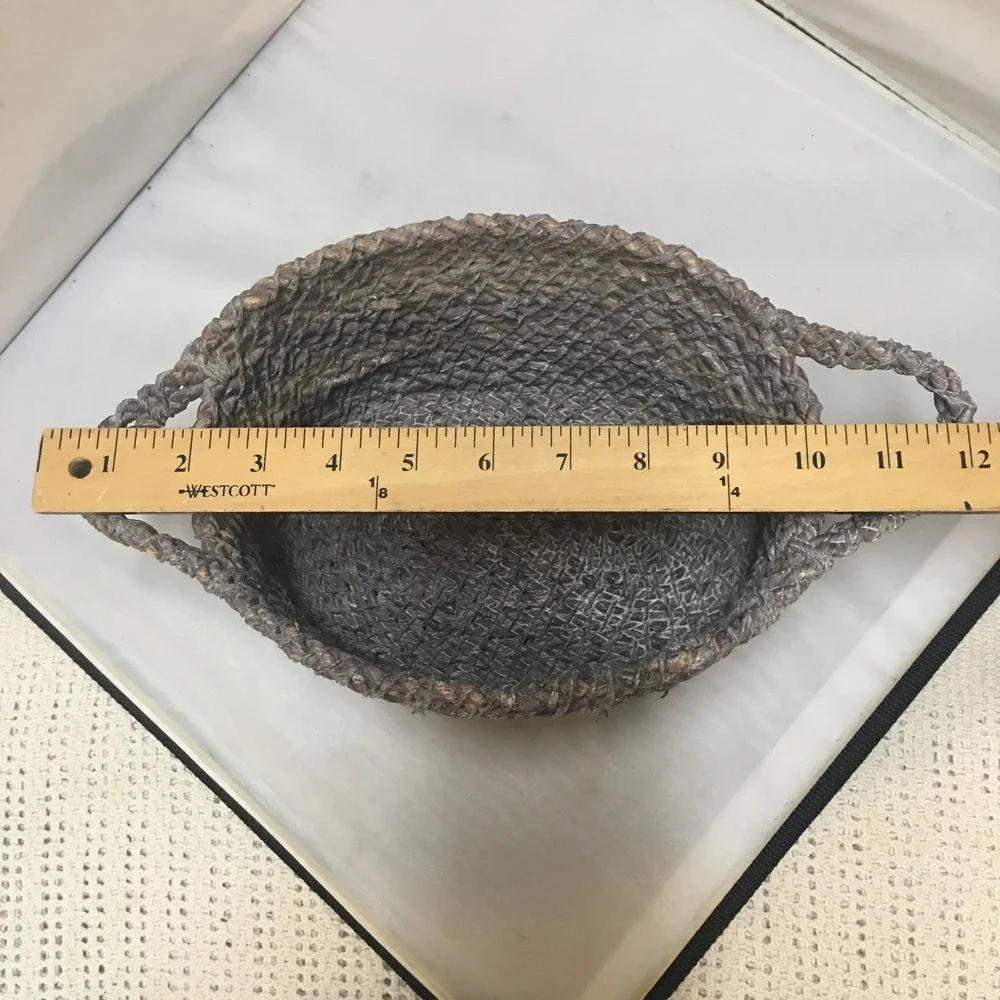 Woven Seagrass Rope Basket Home Decor Small Gray Oval Storage Beach Coastal
